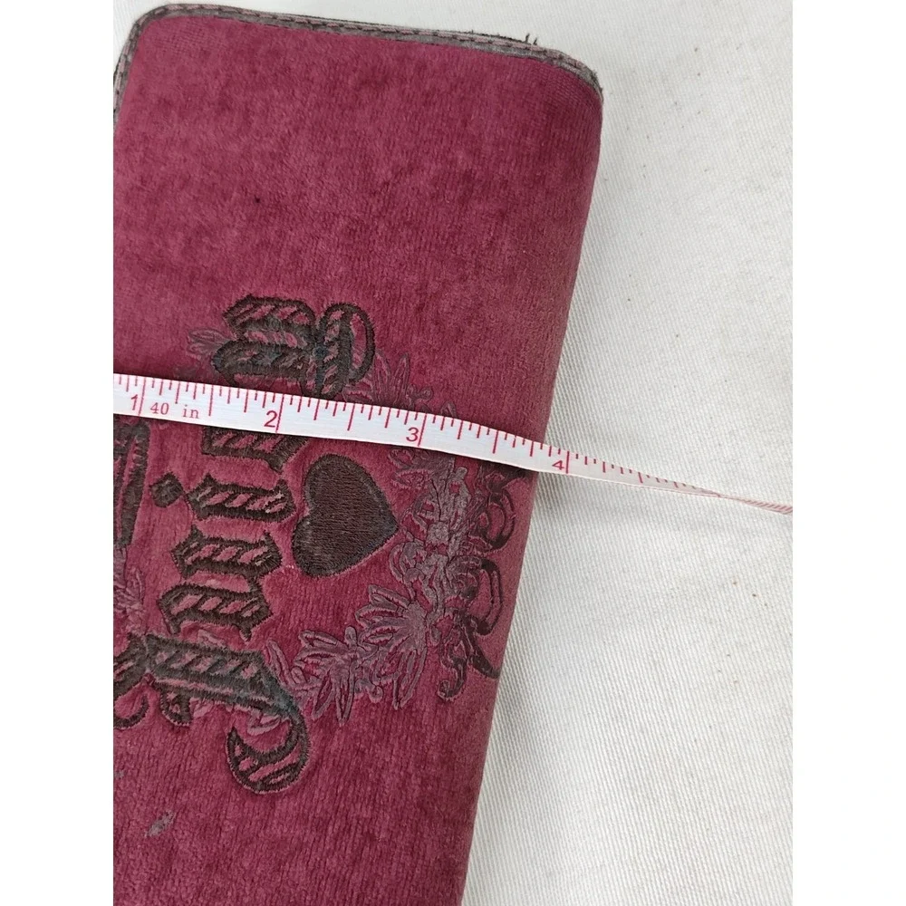 Juicy Couture Women's Pink crest Soft velour wallet Folding Credit Card‎ Money